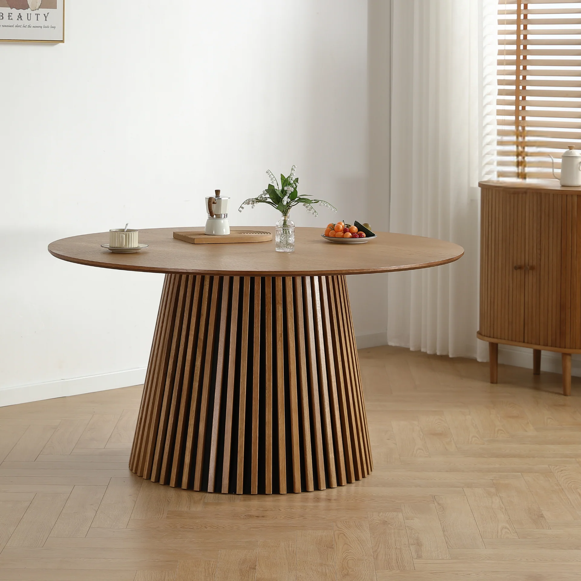 Lewis - Table ronde en placage de chêne diamètre 140 cm - Image 3