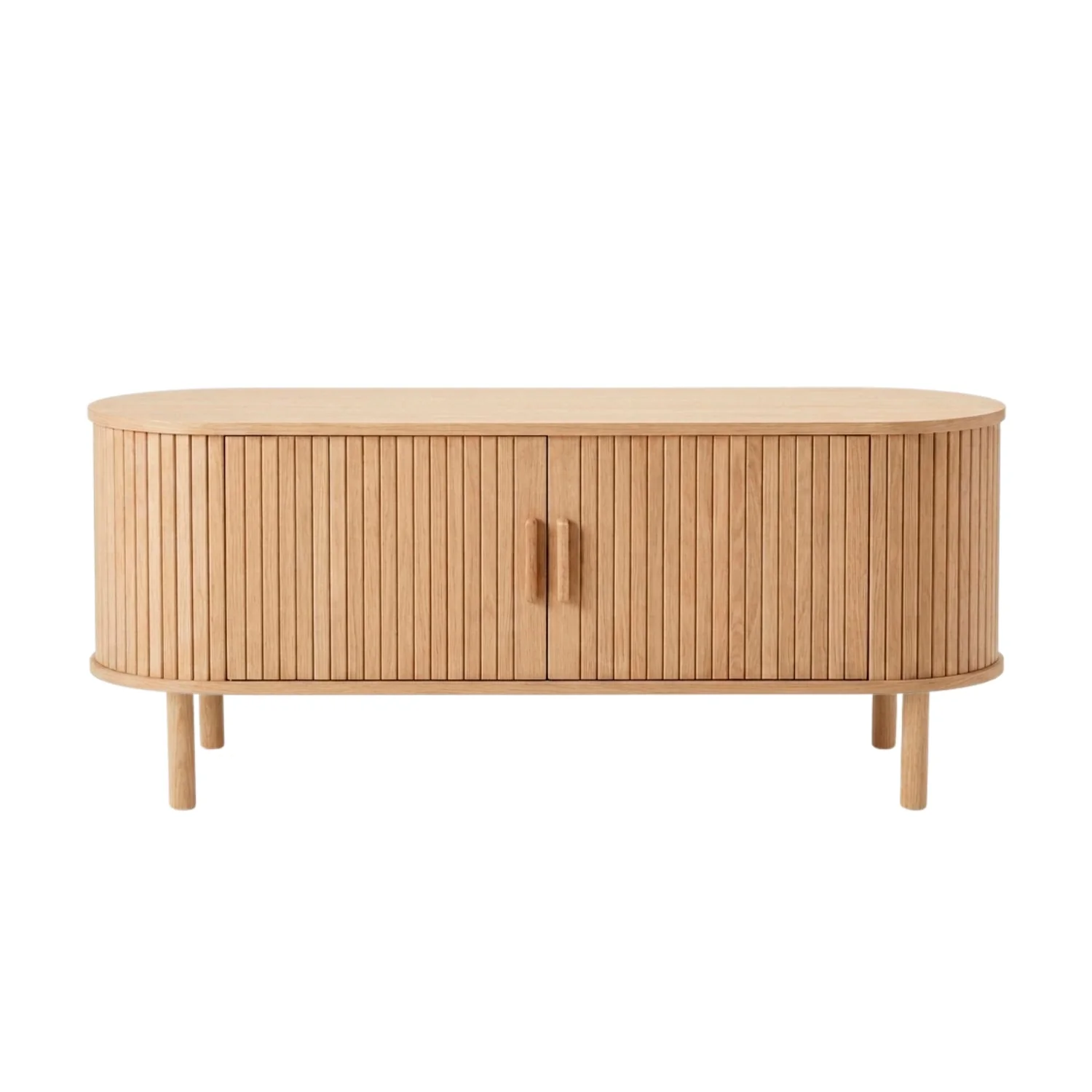 Penelope meuble TV avec portes tambour en chêne - 120x40x48 cm