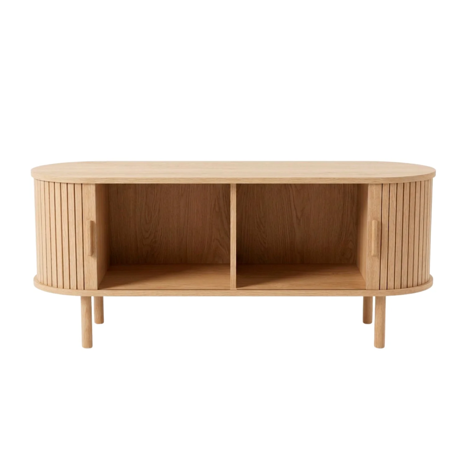 Penelope meuble TV avec portes tambour en chêne - 120x40x48 cm - Image 2