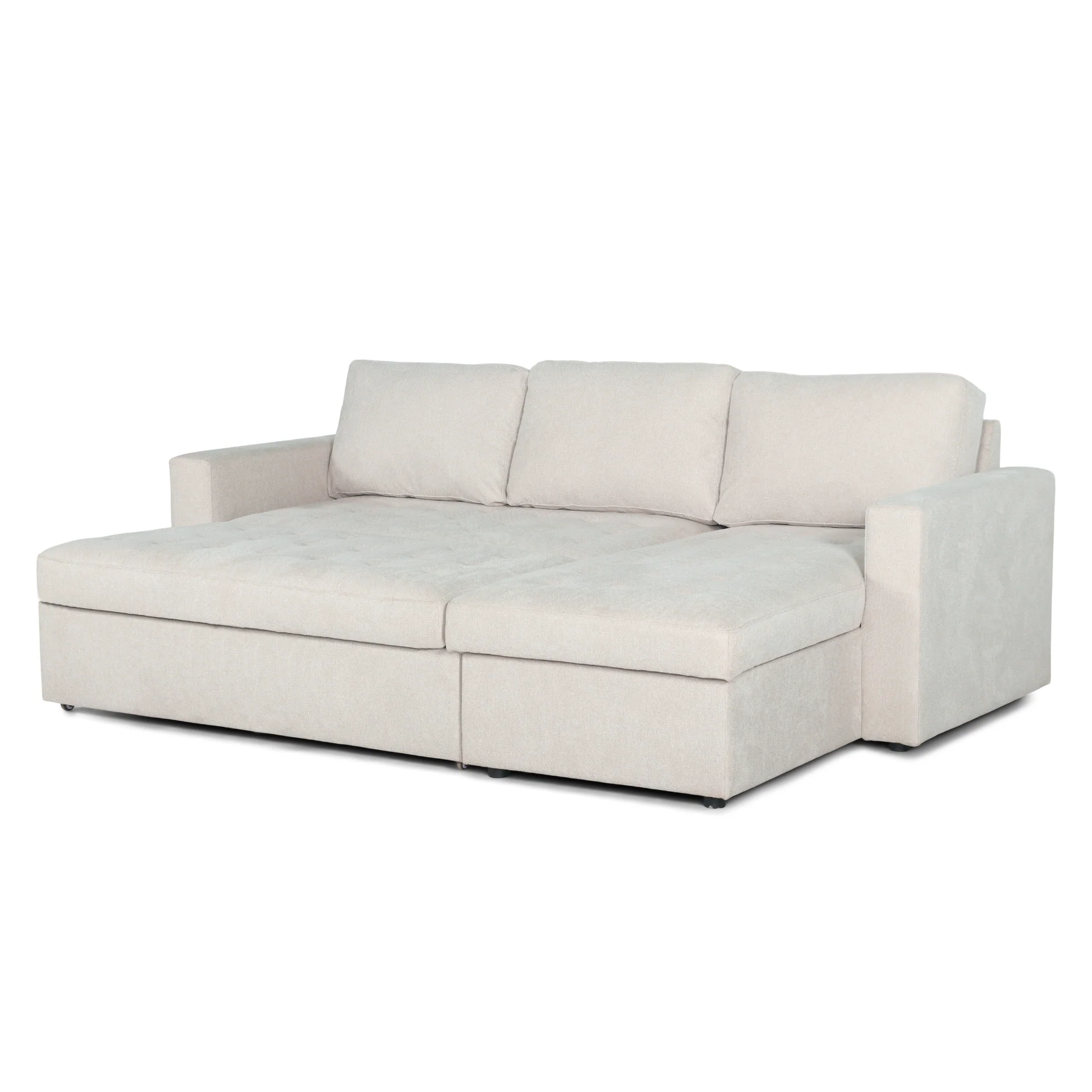 Sinus - Canapé-lit réversible beige avec méridienne et rangement - Image 7