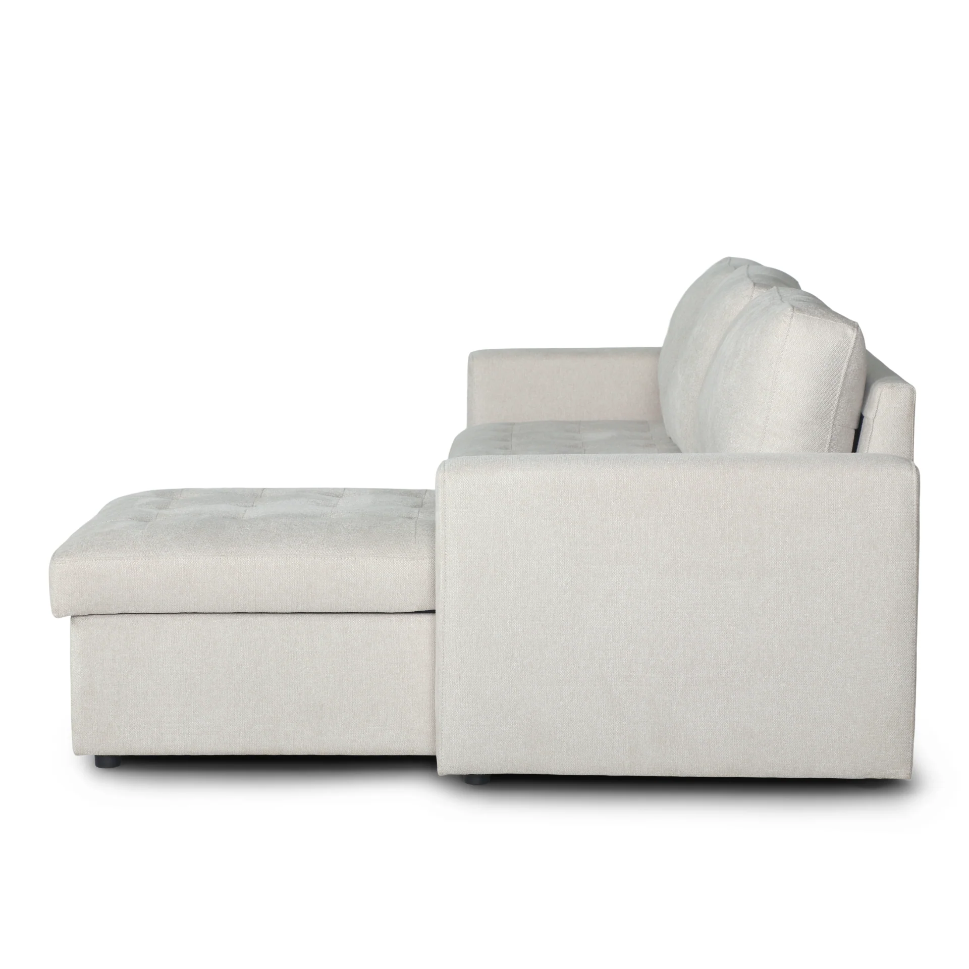 Sinus - Canapé-lit réversible beige avec méridienne et rangement - Image 9